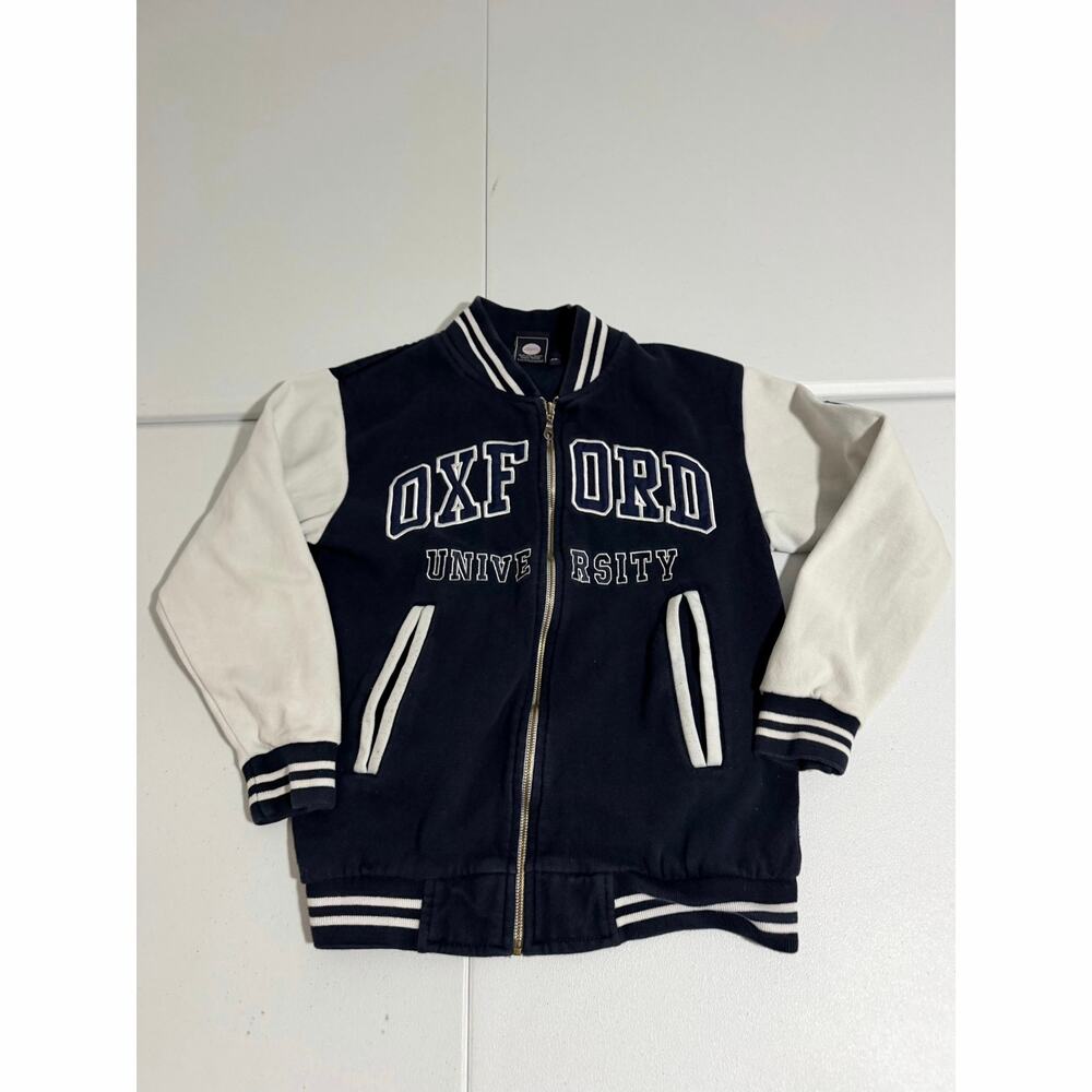 Oxford University Varsity Jacket Womens XS Navy White Letterman Full Zip